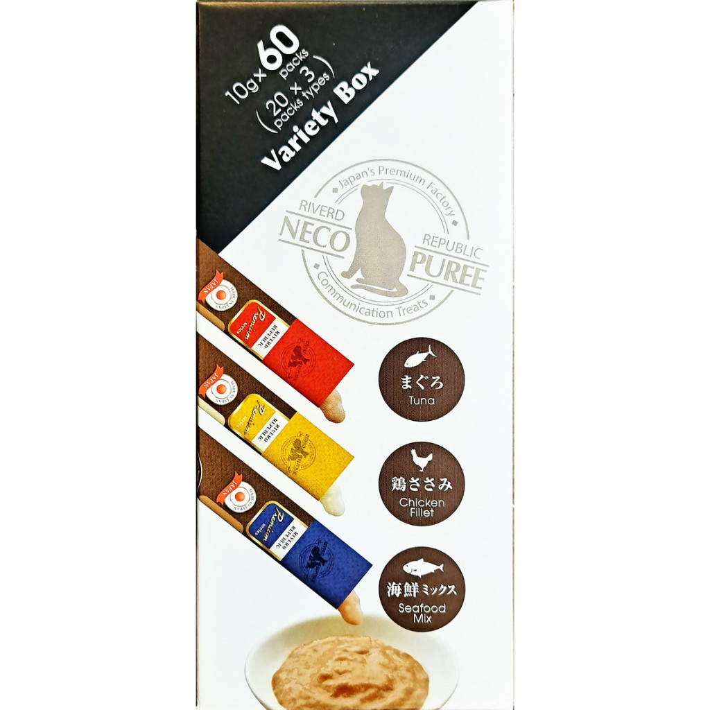 日本國產NECO PUREE 喵寵愛(貓用) 鮪魚肉泥+雞肉肉泥+海鮮綜合肉泥 (乳酸菌添加)(60份/盒):圖片 4