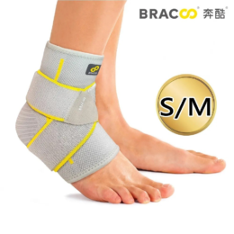 Bracoo奔酷 腳踝套筒十字加壓透氣護具(FS60)灰-S/M