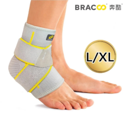 Bracoo奔酷 腳踝套筒十字加壓透氣護具(FS60)灰-L/XL