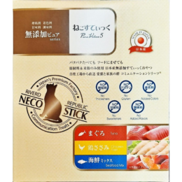 日本NECO STICK 喵寵愛(貓用) 【肉泥棒】鮪魚肉泥棒+雞肉肉泥棒+海鮮綜合肉泥棒(60份/盒) 比較硬的肉泥