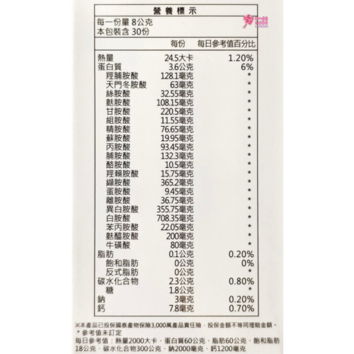 固肌醇 BCAA 支鏈胺基酸 優質蛋白飲(30包/盒) 牛奶風味 專利乳清胜?